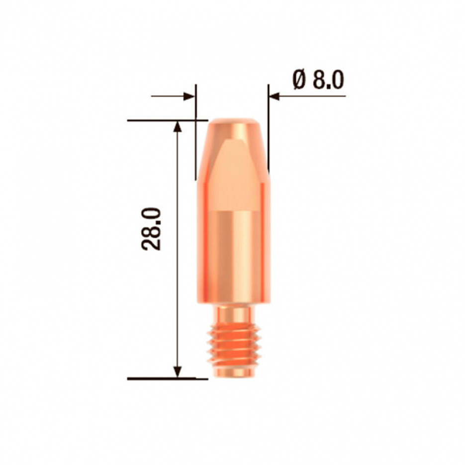 Контактный наконечник M6х28 мм ECU D=1.6 мм (20 шт.) FUBAG FB.CTM6.28-16